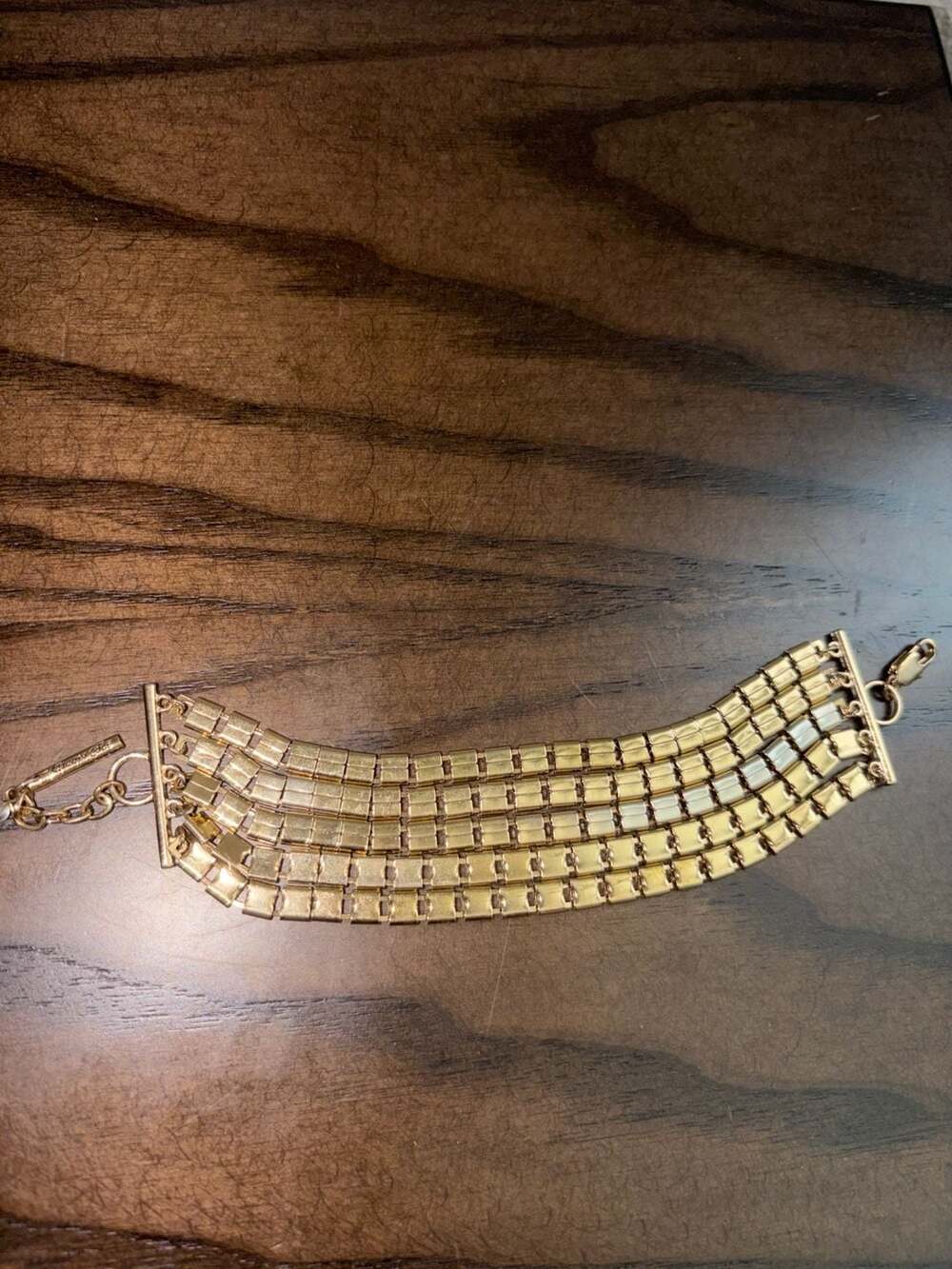 Kenneth Cole Gold Tone Multi-Row Flat Link Bracelet